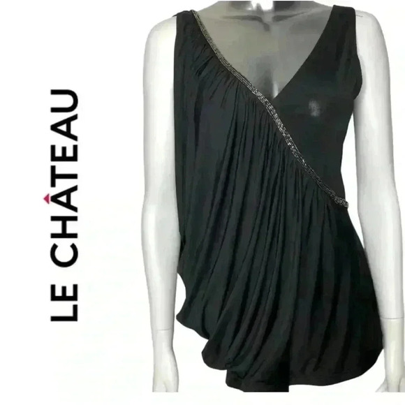 le chateau Tops - Le Chateau Black Asymmetrical One shoulder Top Size Small